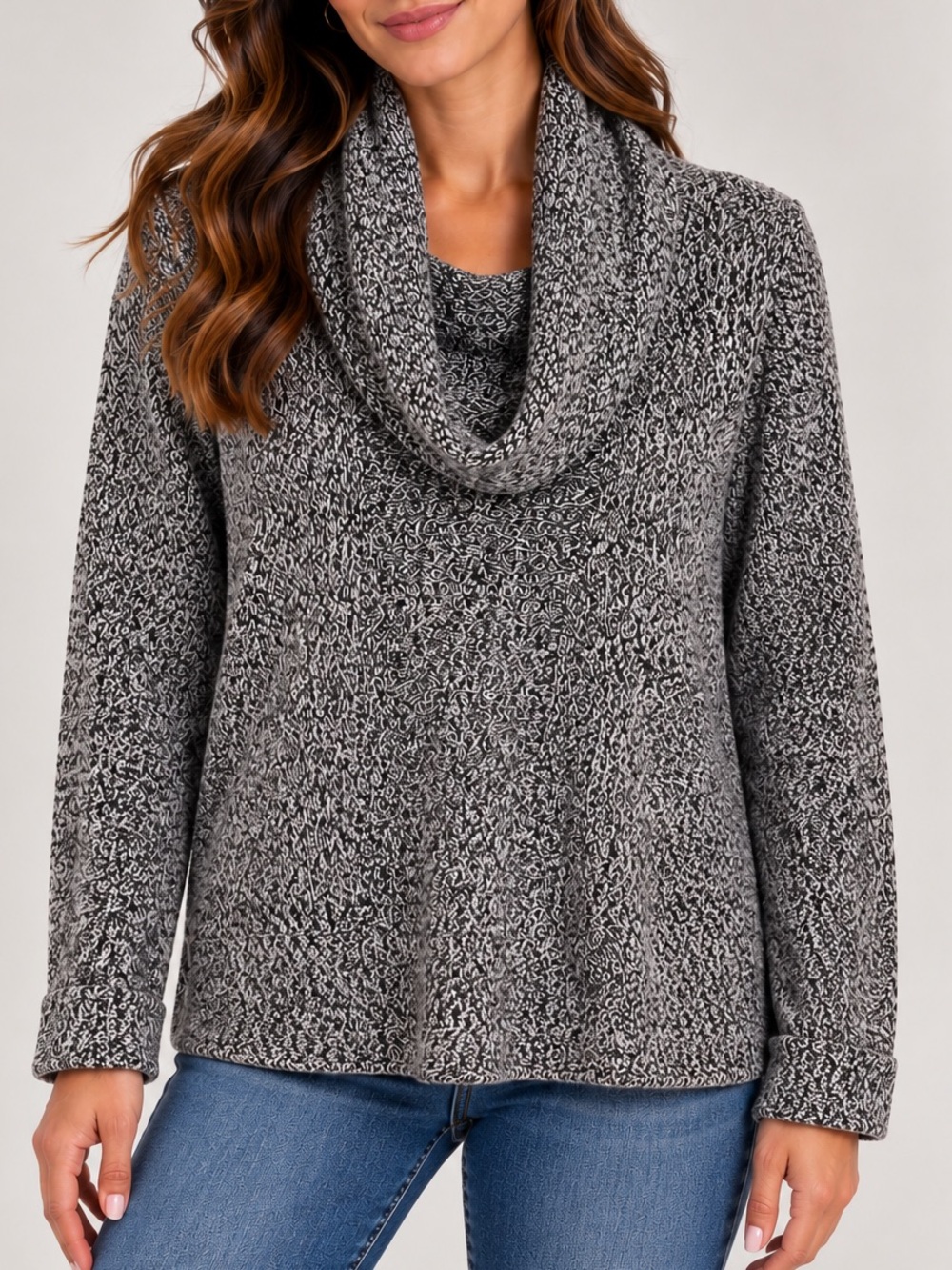 Calvin Klein Marled Gray Cowl Neck Sweater